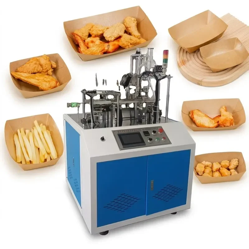 High Speed Kraft Paper Boat Box Former Machine Automatic Feeding Low Paper Waste Packaging Equipment