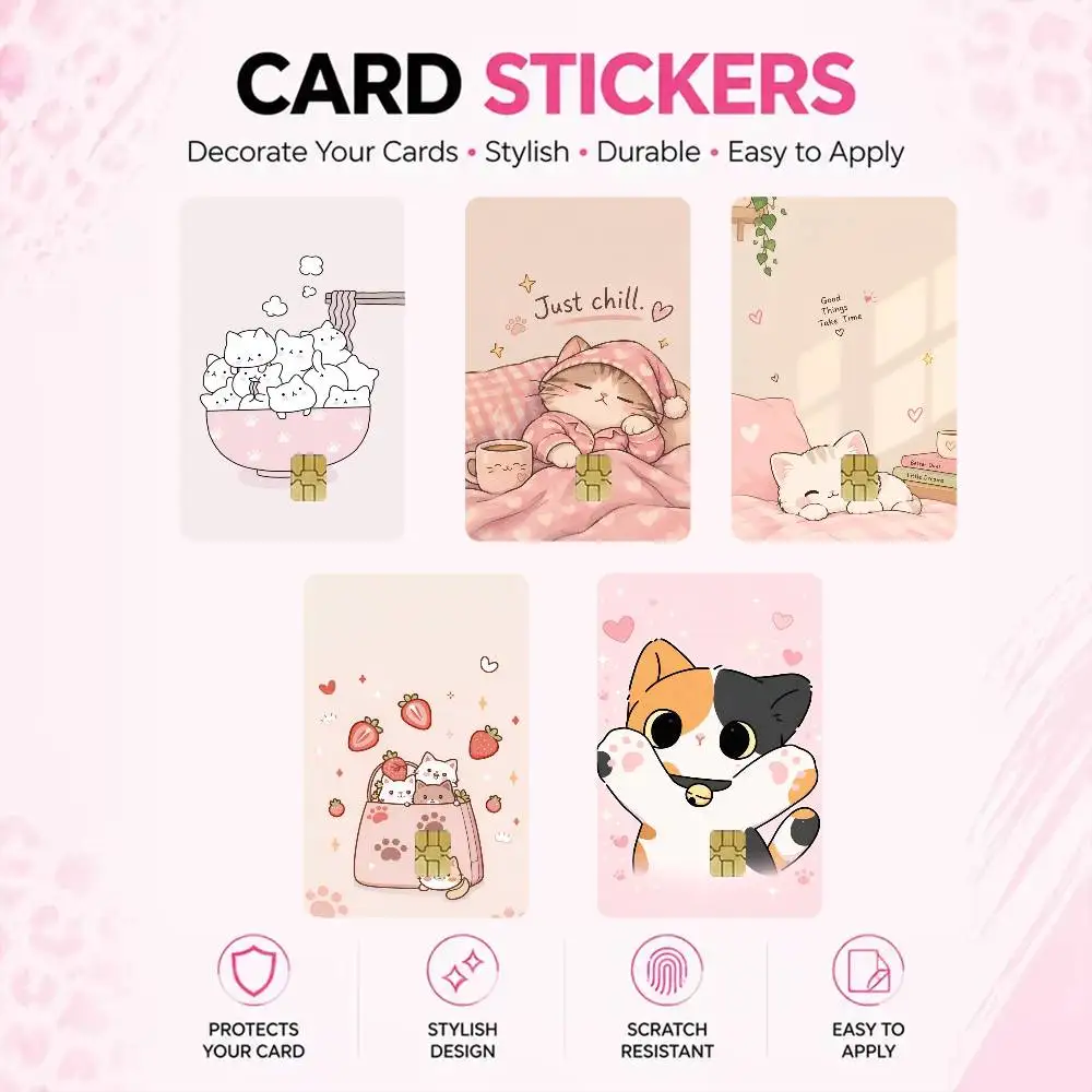 Cute Cat High‑Res Game Chip Decals Credit Card Mini Waterproof Vinyl Ornament Useful Gift