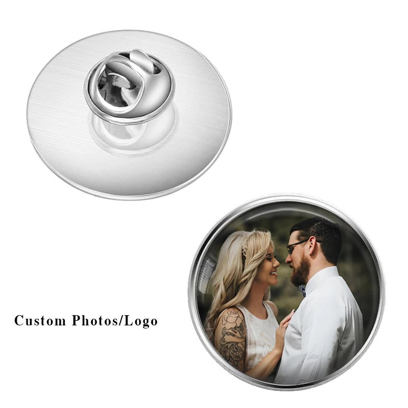 Personalisierte Foto-Broschen für Männer und Frauen, Glas-Cabochon, Edelstahl, Rucksack-Anstecknadeln, Broschen-Geschenk