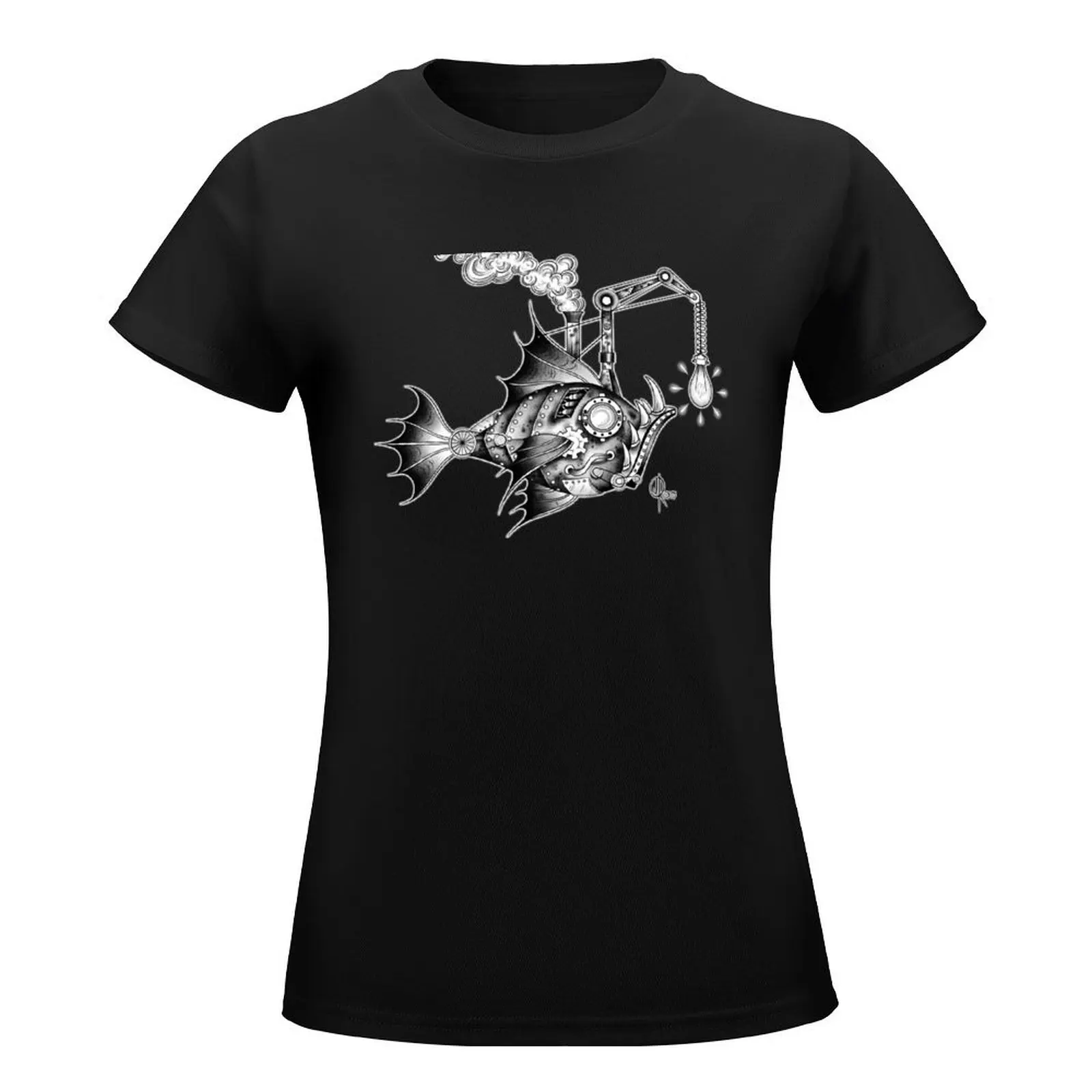 Steampunk Fish T-Shirt Short sleeve tee cute tops funny female t-shirts for Women pack