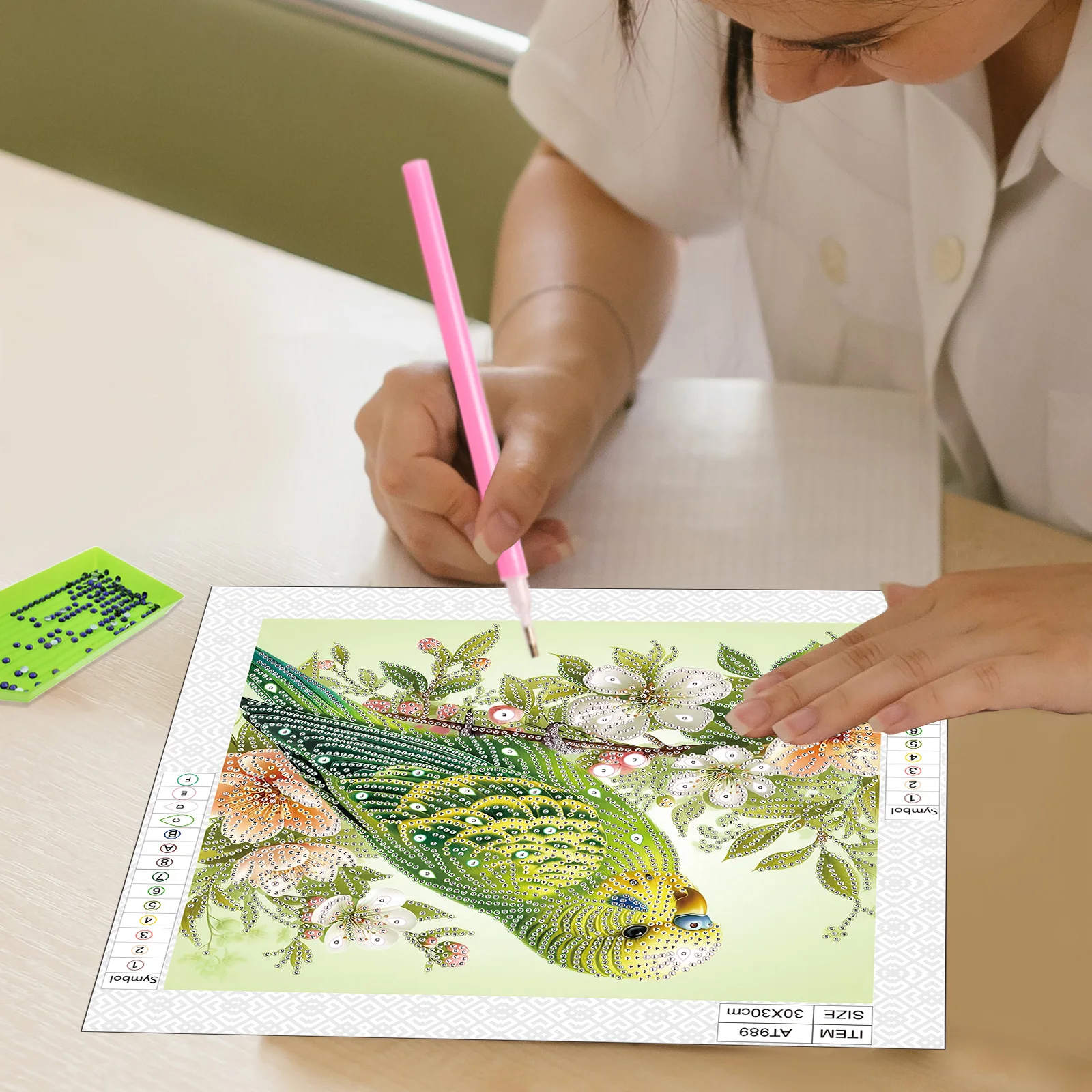 Special Shape Diamond Art Kits for Beginner and Adults,DIY Green parrot Diamond Art Painting Kits for Home Wall Decoration Gifts view 6