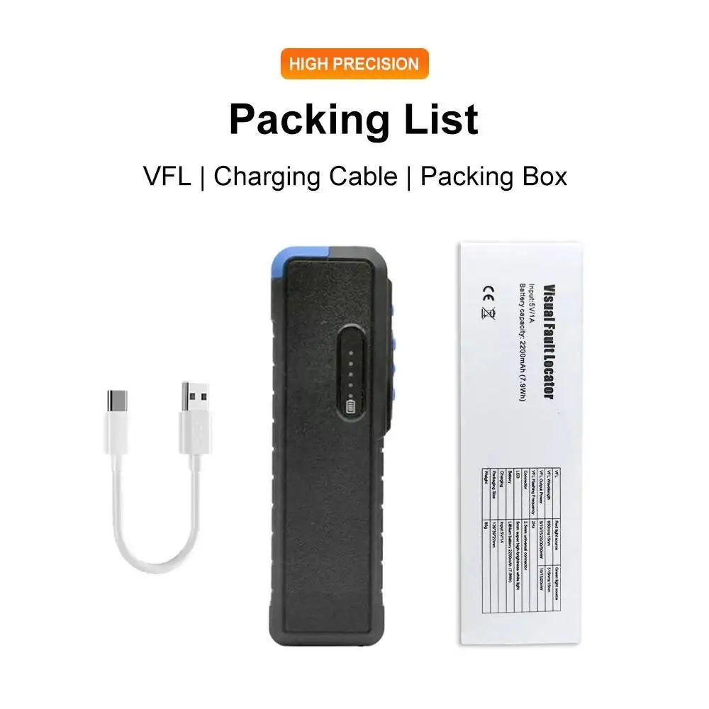 

Волоконно-оптический визуальный локатор неисправностей TM539 Перезаряжаемый аккумулятор с красной лазерной ручкой 2200 мАч для кабеля -диапазон измерения 15 км 10/15 МВт VFL