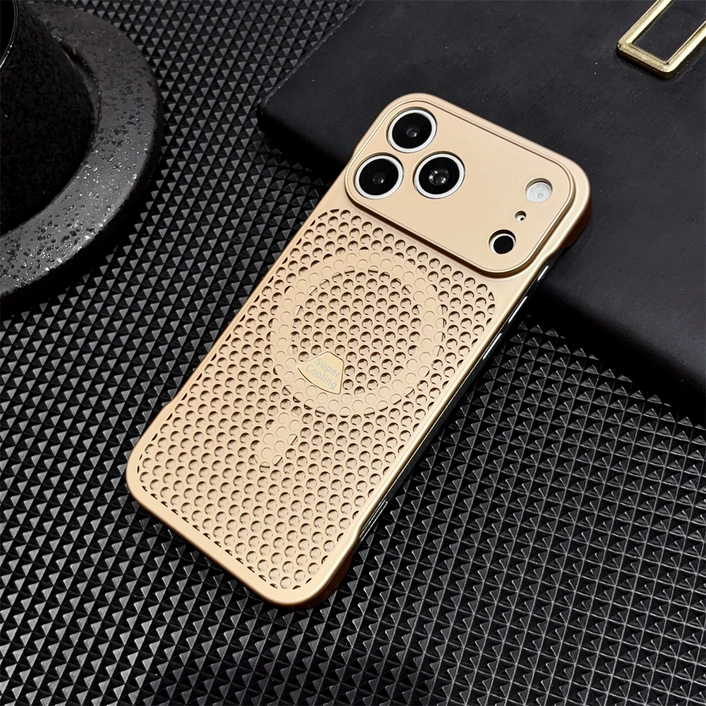 Wärmeableitende Wabenstruktur-Kühlhülle für iPhone 18 17 16 15 14 13 12 11 Pro Max mit Magsafe Magnetischer Rahmenloser Abdeckung – Detail 6