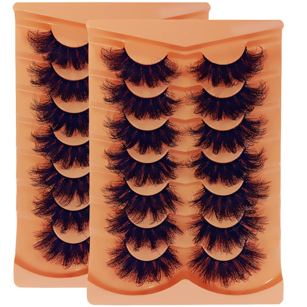 14 คู่/2 แพ็คขนตา Faux Mink ขนตายาวนาน Fluffy Mink Lashes Dramatic Volume Lashes Extension หนายาว