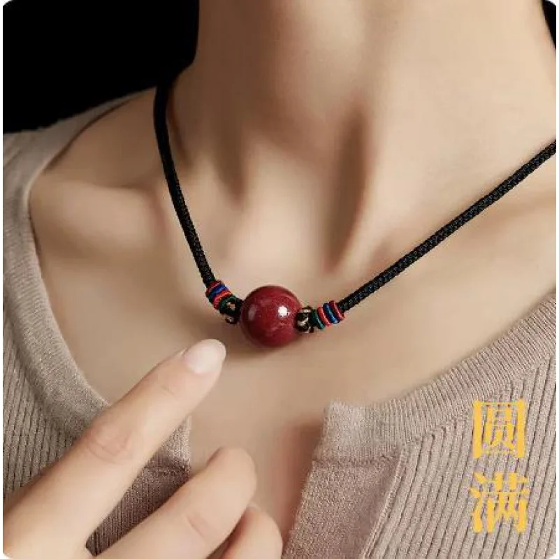 High Content Cinnabar Lucky Beads Pendant Necklace Accessories