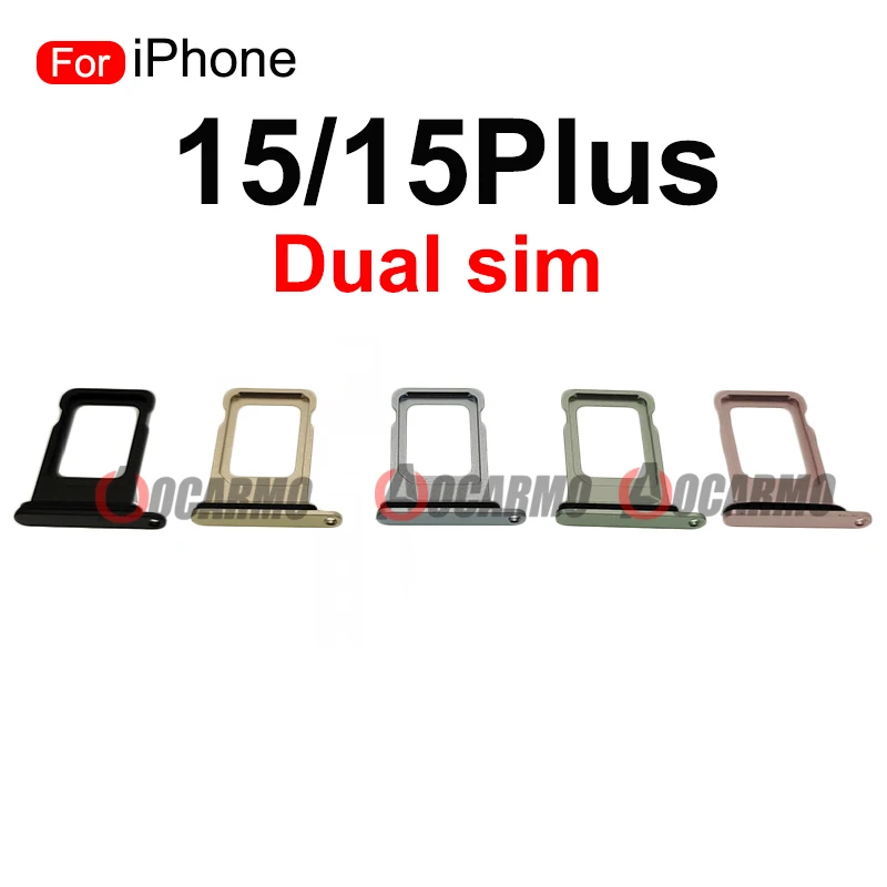 Black Blue Pink Yellow Green Sim Card Dual SIM Tray Slot Holder For iPhone 15 15Plus Replacement Parts