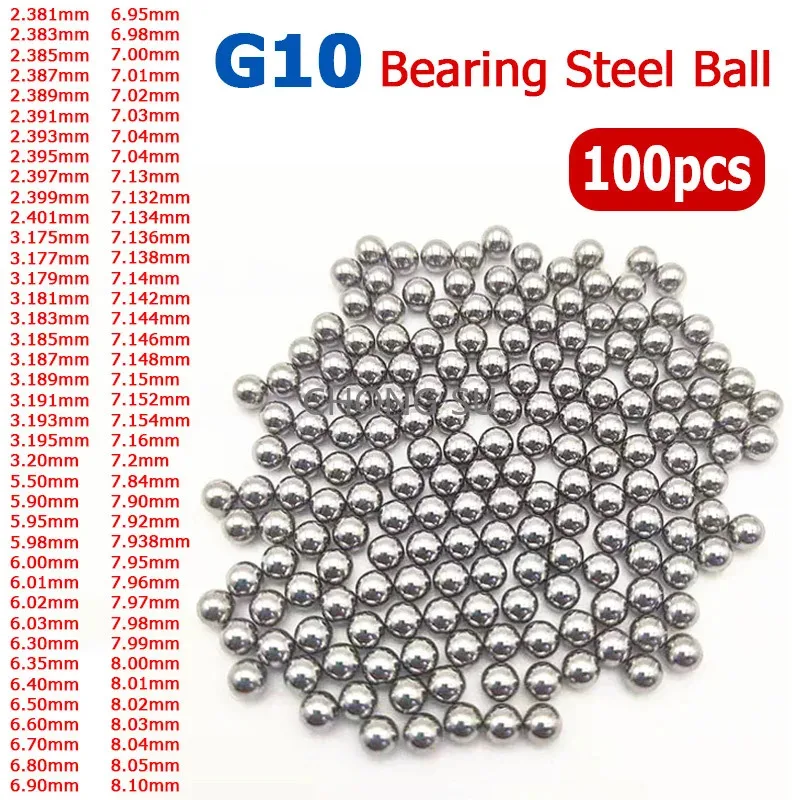 

100pcs 2.381~8.01mm G10 Grade Bearing Steel Balls 2.385/2.397/2.401/3.175/3.189/3.195/5.98/6.35/7.132/7.85/7.88/8.02mm GCR15