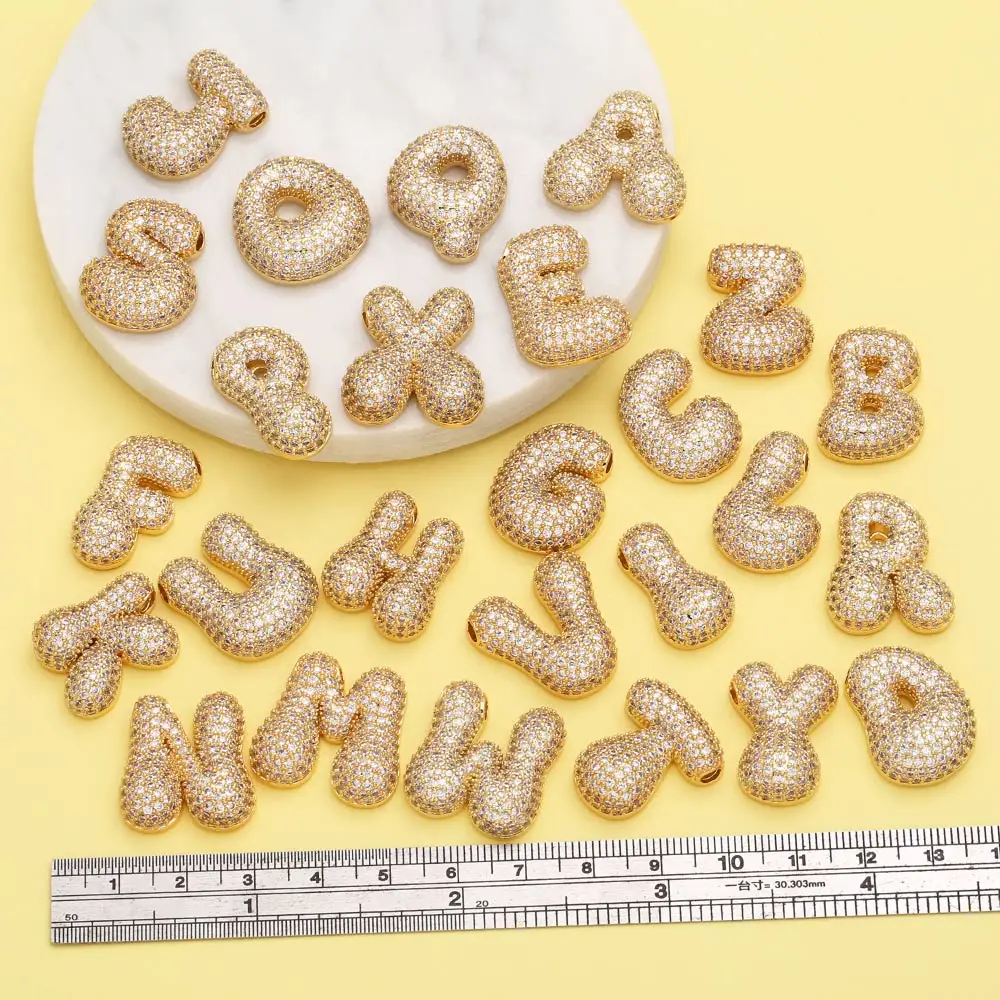 OCESRIO White Crystal Bubble Letter Pendant for Necklaces Ballon Initial Name Custom Necklace Jewelry Making Supplies pdtb594
