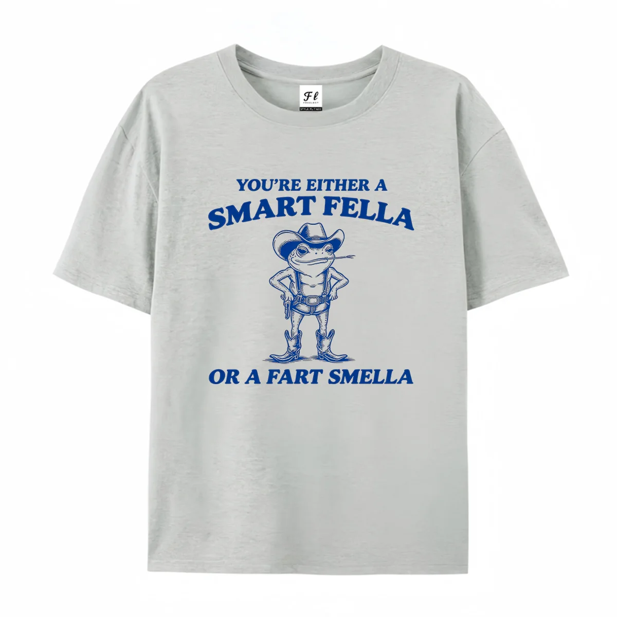 Unisex Crew Neck Short Sleeve T Shirt Funny Cowboy Frog Smart Fella Slogan Graphic Tee Western Casual Summer Cotton Tops