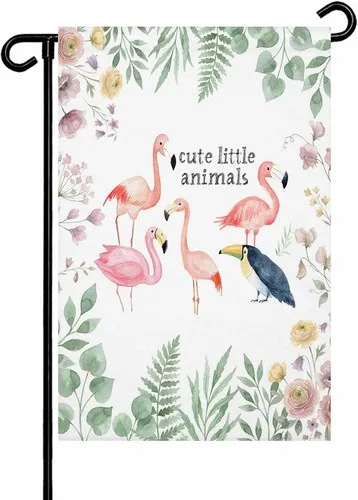 Tropical Flamingo Garden Flag Double Side, Summer Botanical Plants, 12x 18 XXQ