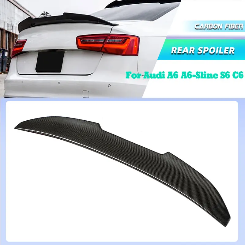 

Full Carbon Fiber Car Rear Trunk Spoiler Wings for Audi A6 A6-Sline S6 C6 Sedan 2009-2011 Racing Rear Spoiler Boot Wing Lip