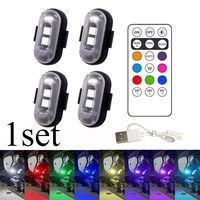 4PCS Wireless LED Strobe Lights with Remote Control, 8 Colors USB Charing Waterproof Emergency Warning Lights