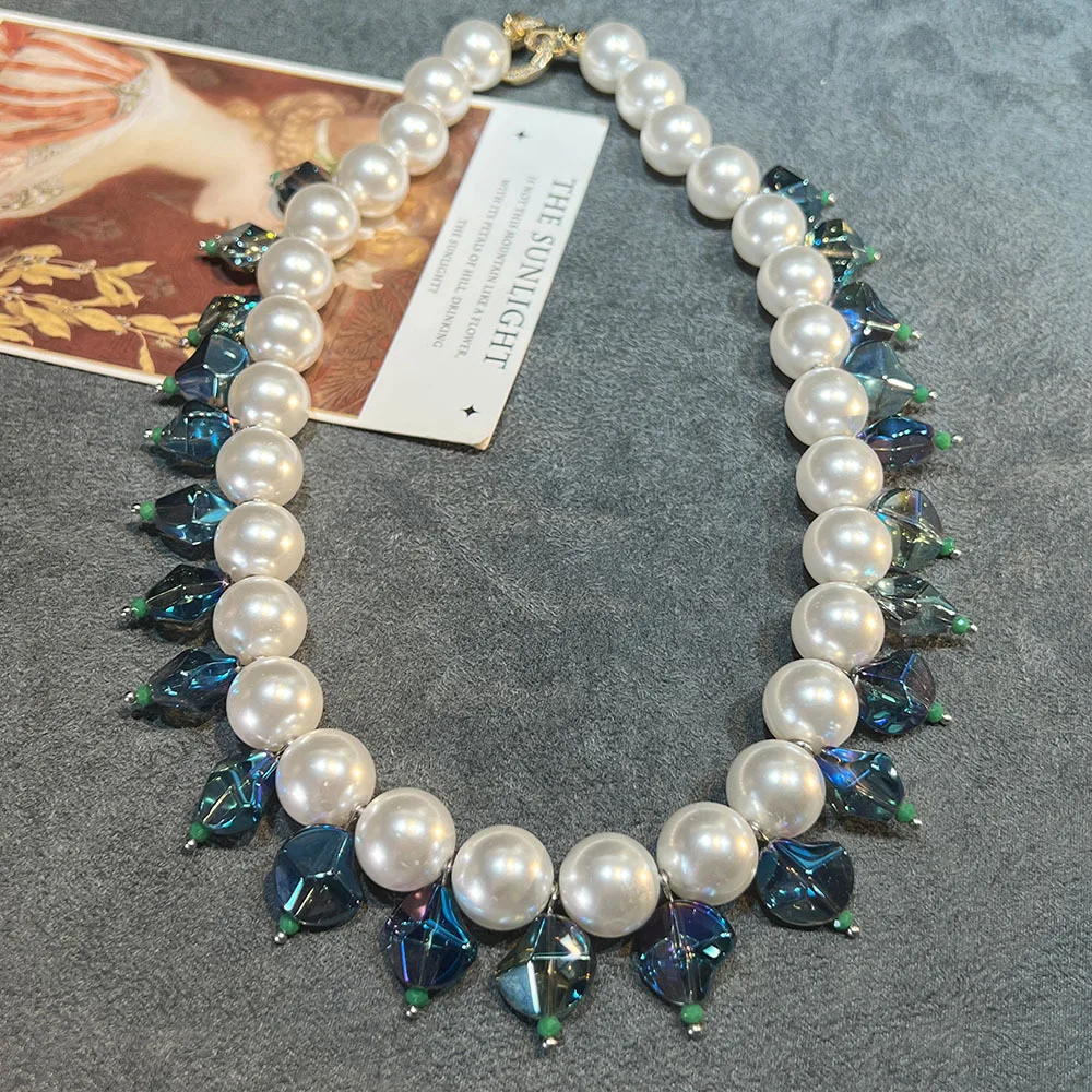 French ocean pearl series, light luxury original fringed glass beads fashion retro vintage cross-border explosion