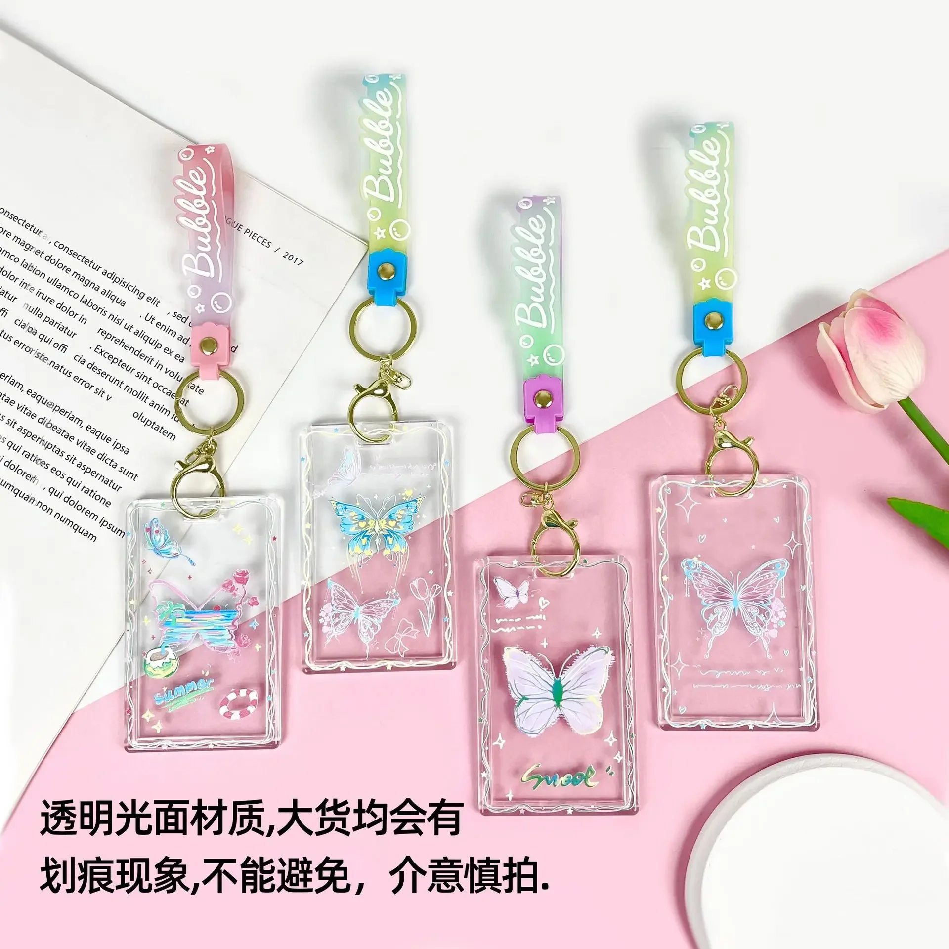 INS Acrylic Transparent Card Sleeve Idol Storage Access Control Small Card Hard Shell Double Card Protective