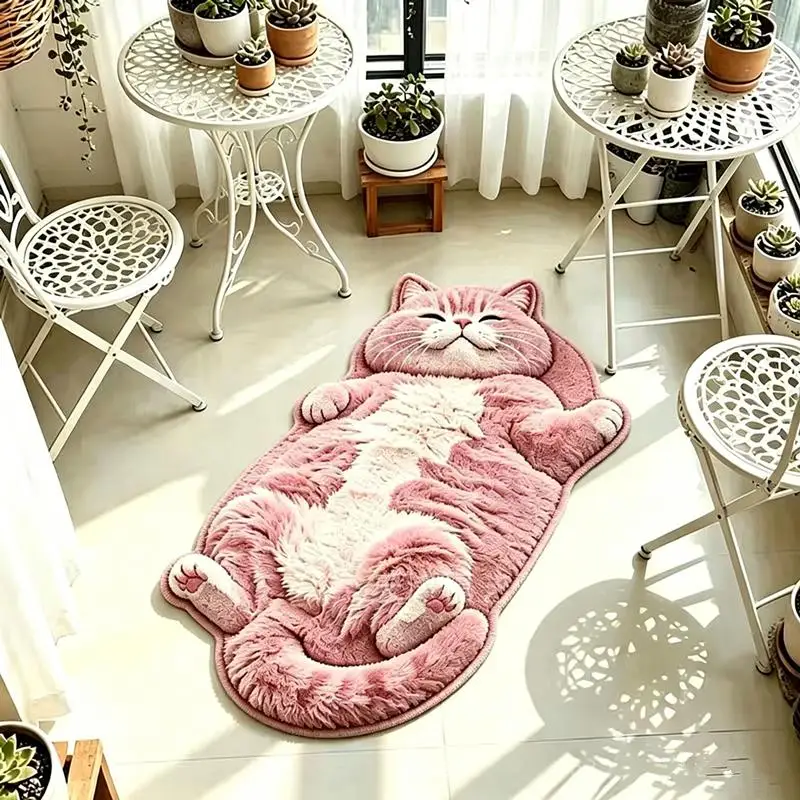 Cartoon Cat-Shaped Area Rug Home Decor Carpet For Living Rooms Bedrooms Mat