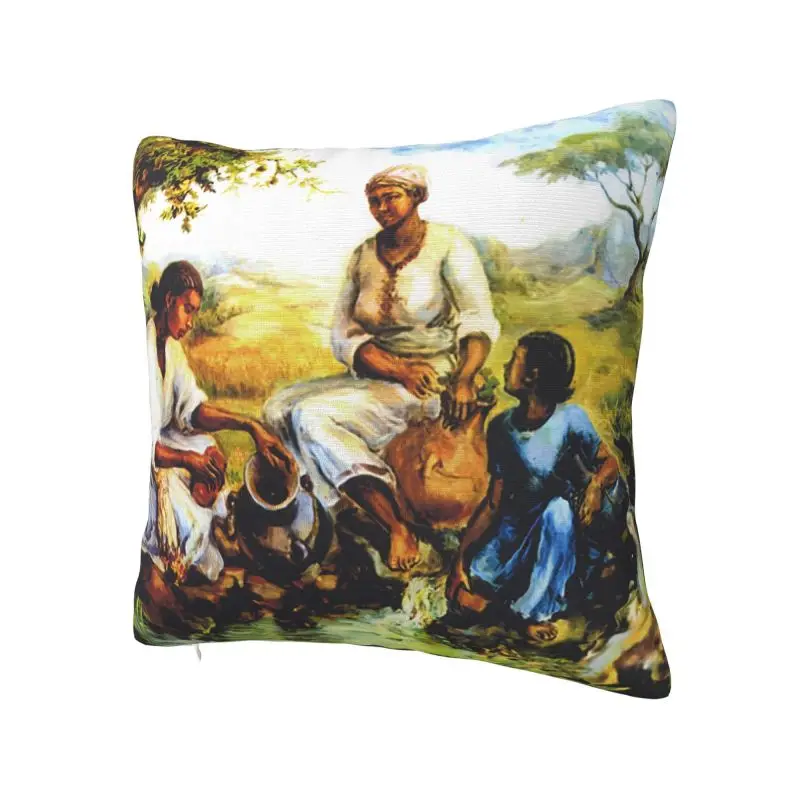 Ethiopian Painting Art Cushion Cover 66x66 cm Polyester Soft Throw Pillow Case For Sofa Chair Living Room Decoration Pillowcase