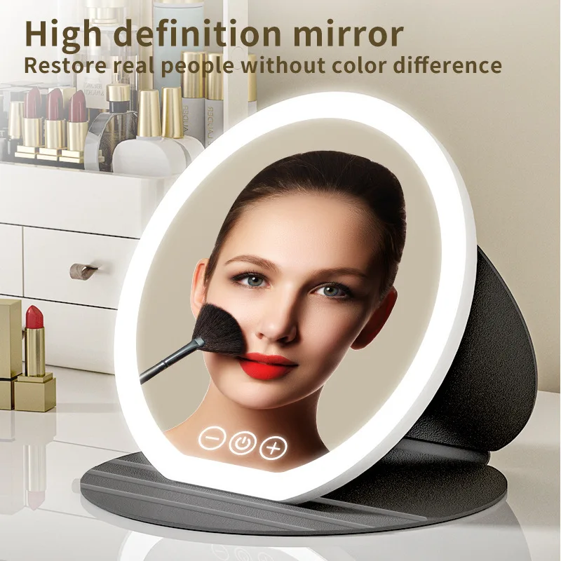 LED Makeup Mirror with Light | Portable Folding Desktop Vanity Mirror | Cosmetic Mirror for Travel, Home, Tabletop Use