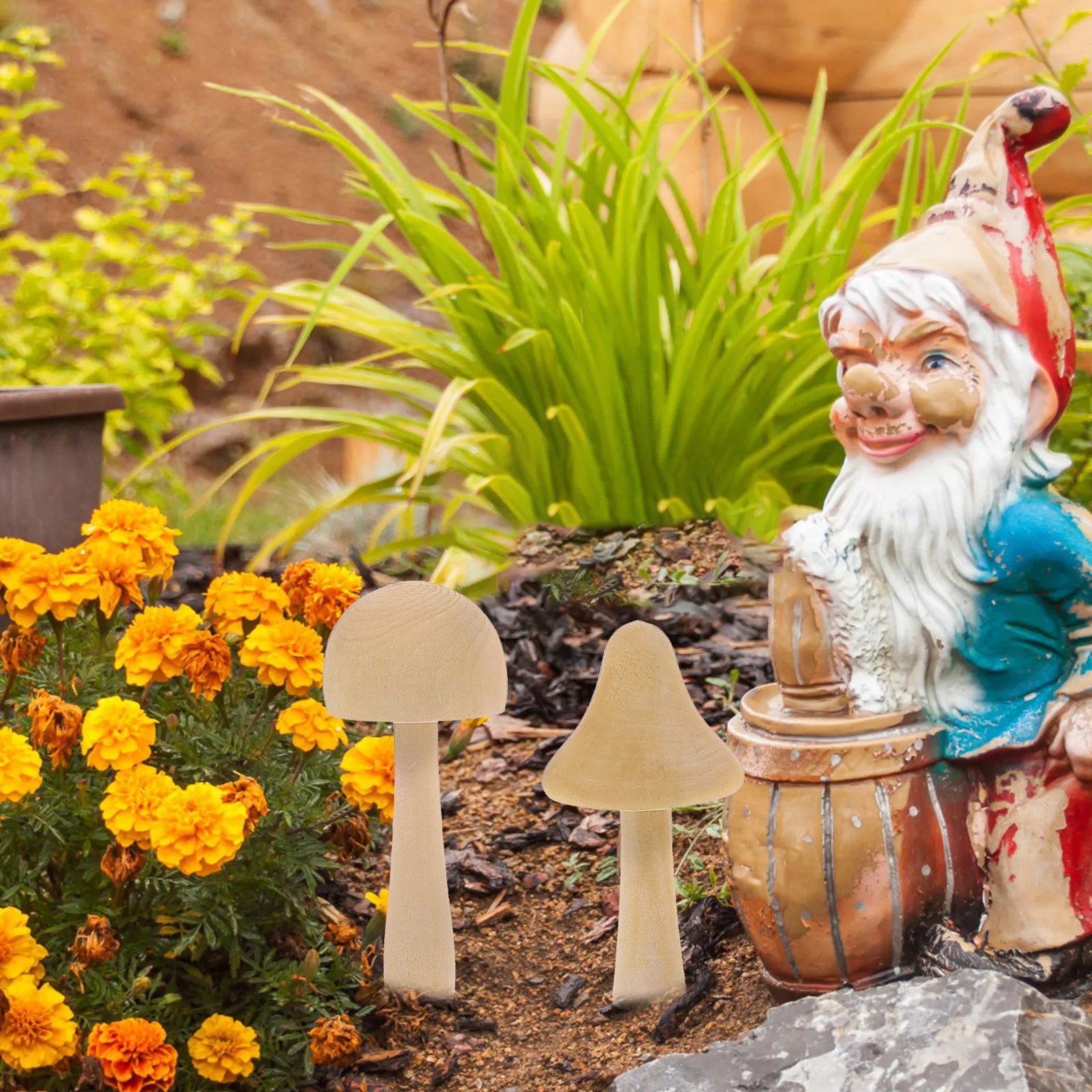 

12Pcs Wooden Mushrooms Mini Mushroom Decor Craft Unfinished DIY Wood Ornament for Micro Landscape Garden Decoration Small