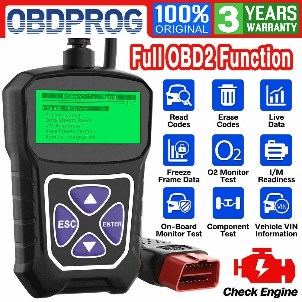 

Professional Diagnostic Tool OBD2 Scanner for Mercedes VAG BMW Renault Fiat All Brands OBDPROG MT100 OBD2 Automotive Scanner