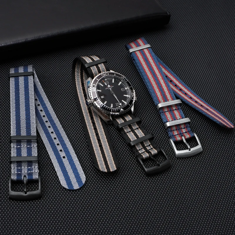 Hochwertiges NATO-Nylon-Uhrenarmband für OMEGA Seamaster und Seiko SKX007, robustes Armband für Damen und Herren, 18/20/22/24 mm, universelles, gewebtes Armband. – Detail 7