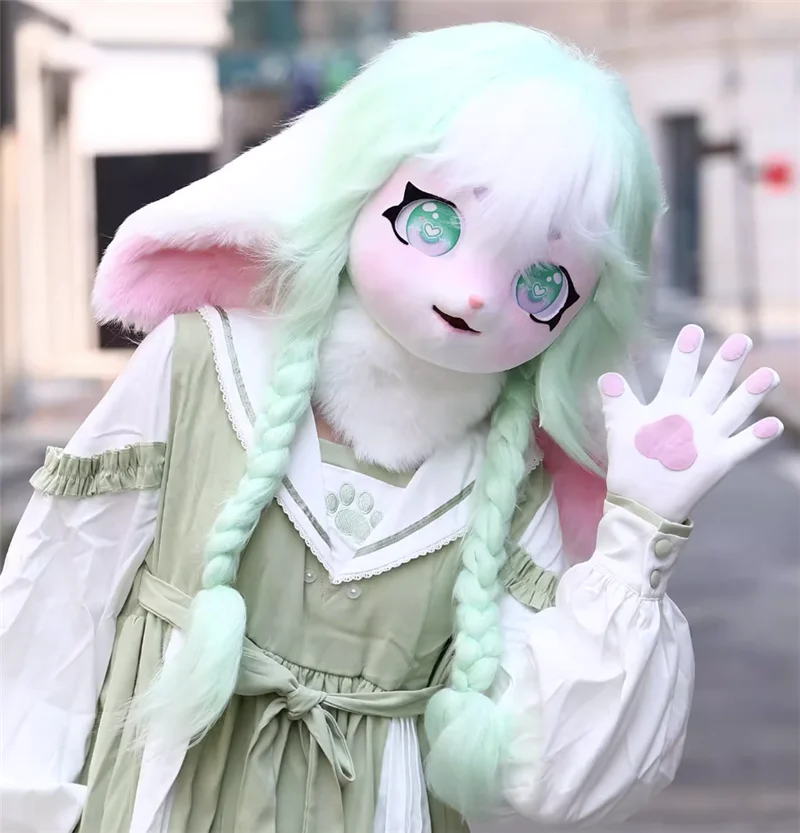Cosplay Furry Fursuit Kigurumi Headset Costume Rabbit Doll Animal Head Beast Mask Costume Props for Halloween