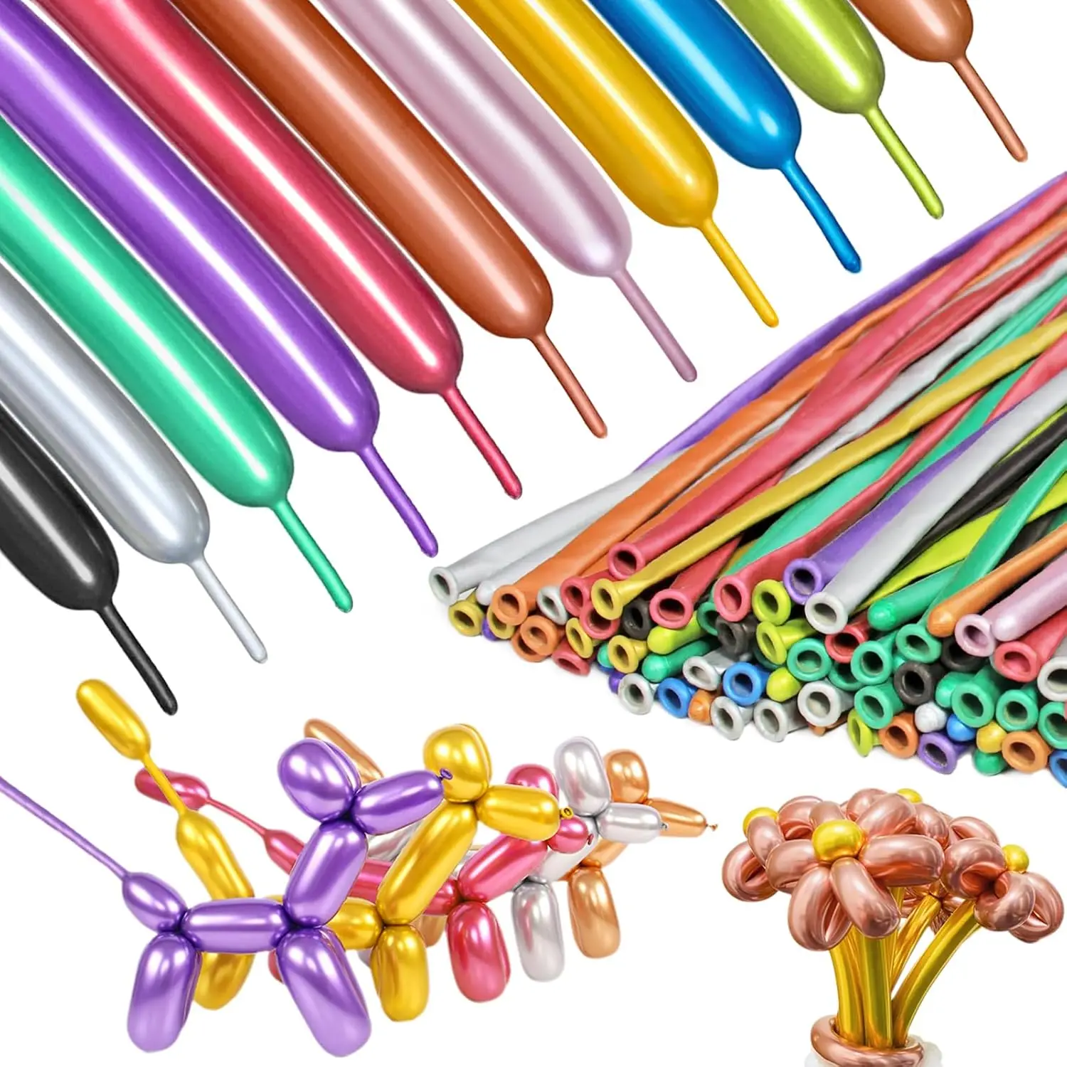 100Pcs Metallic 260 Long Twisting Magic Balloons DIY Animal Modeling Balloons For Kids Birthday Wedding Party Decor Supplies