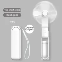 2000mAh Pro Portable Fan USB Rechargeable Cooler Collapsible Handheld Desktop Fan Quiet Foldable Office Home Handy Power Bank