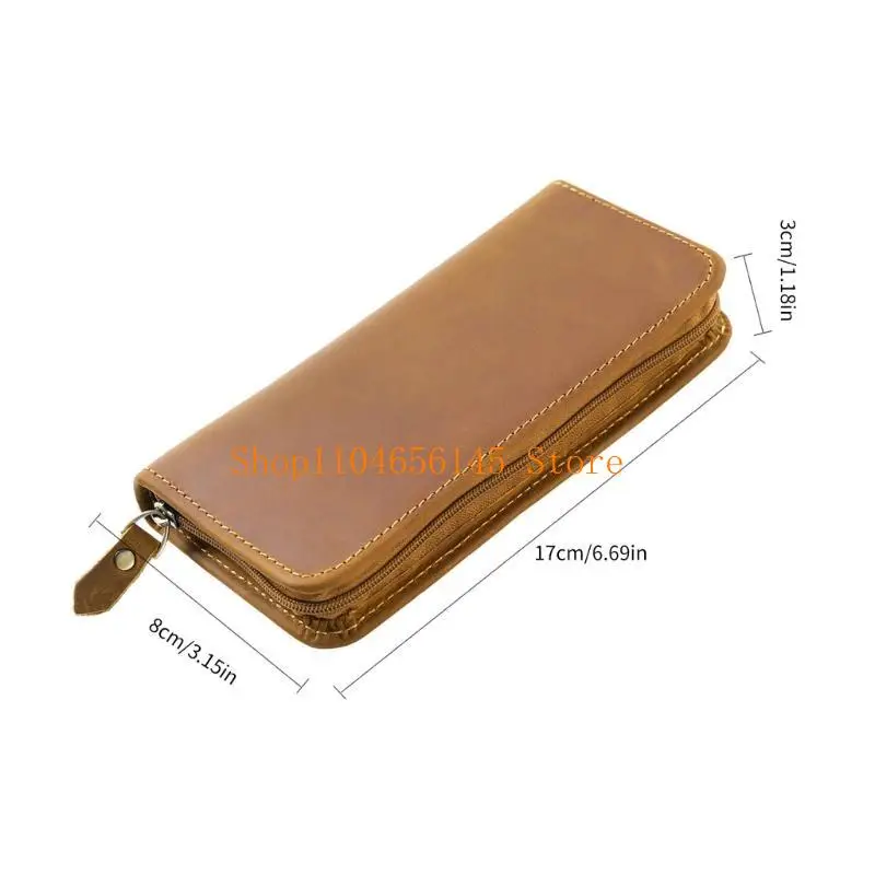 5asd Pencil Case 3 Divided Slots Pen Bag Leather Fountain Pen Case for Students