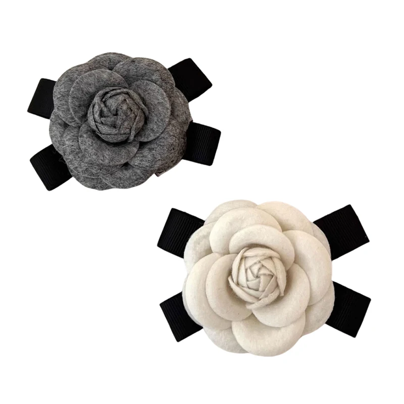 جديد النسيج زهرة الكاميليا بروش المخملية ربطة القوس فيونكة السيدات كلية نمط قميص طوق دبابيس دبابيس خمر للنساء