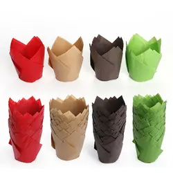 50Pcs Paper Cake Decoration Tools Mold Tulip Flower Chocolate Cupcake Wrapper Baking Muffin Paper Liner Holder Disposable