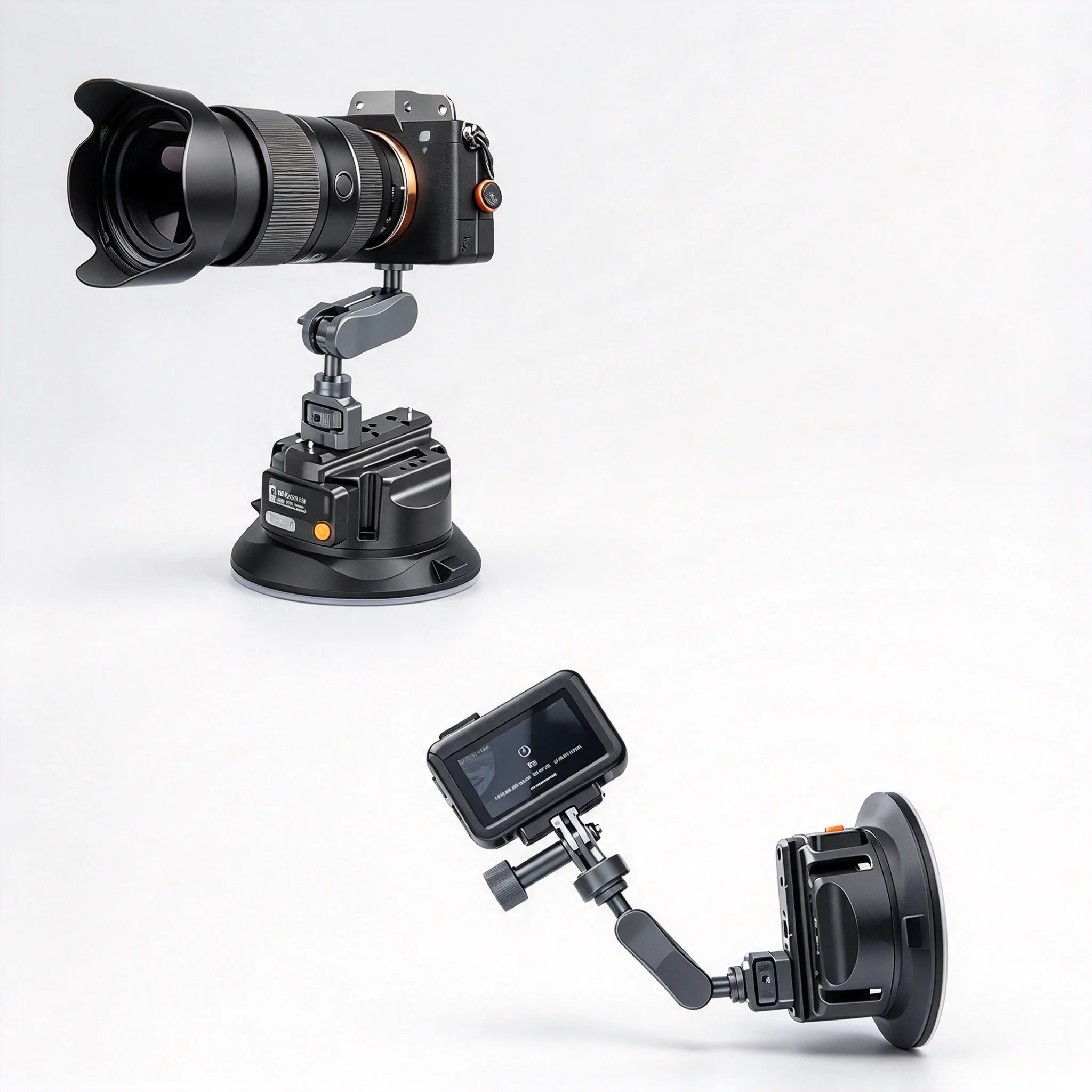 New 4.5 Inch Auto‑Pump Electric Suction Cup Camera Mount,Quick Release Vacuum Holder for Car Shooting