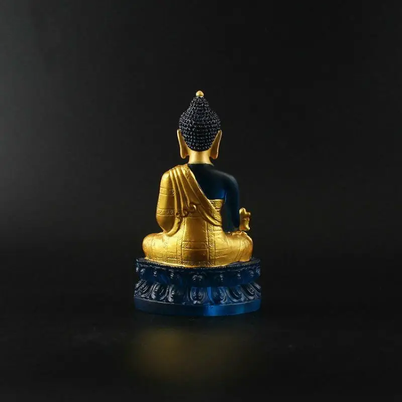 Tibetan Buddhism Hand Painting Resin Gilt Statue Medicine Buddha