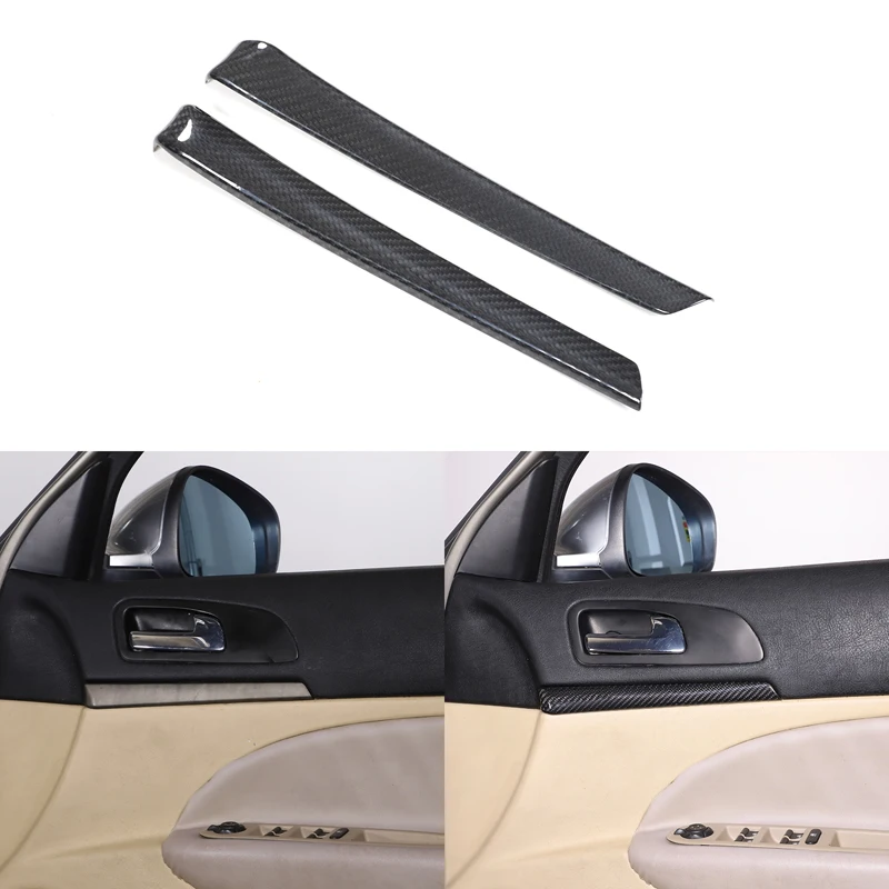 2pcs Real Carbon Fiber For Alfa Romeo 159 Brera Spider 2004-2011 Car Interior Door Panel Decorative Strip Sticker Accessories