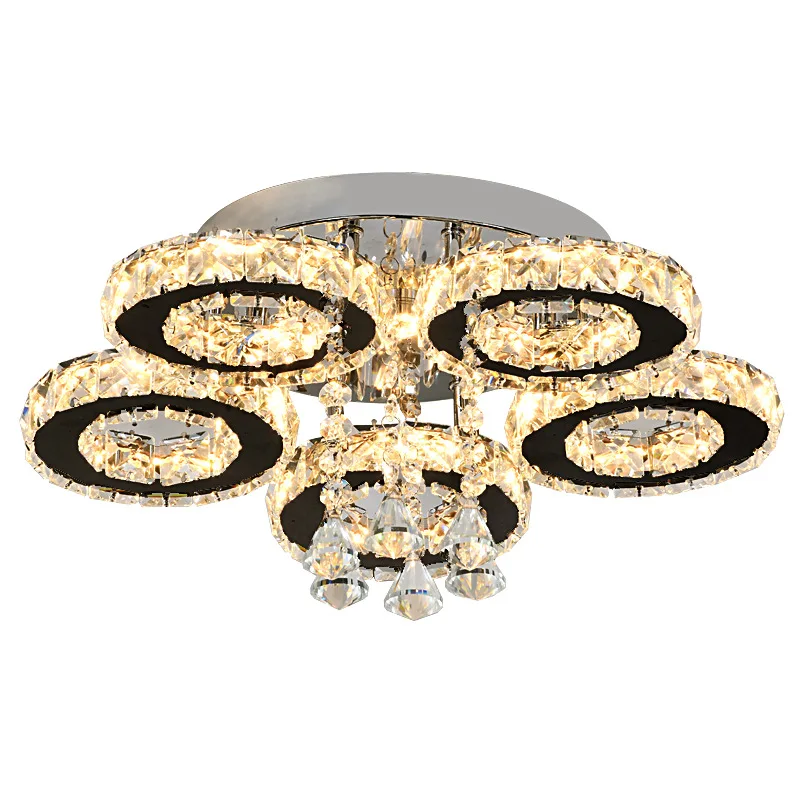 

Emitting Diode Ceiling Light Dimmable Semi Recessed Chandelier with Stainless Steel Base for Living Room Bedroom Kitchen