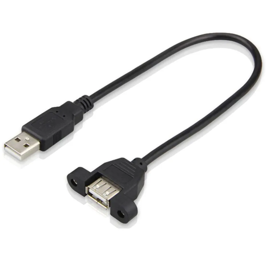 USB 2.0 Extension Cable Male to Female With Screw Panel Mount Foil+Braided Shielded Extension USB Cable Power Cord for PC Laptop