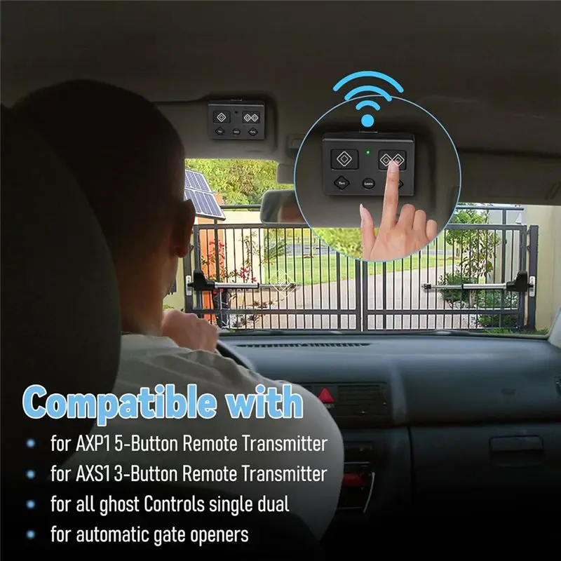 5-Button Remote Transmitter for Ghost Controls, AXS1/AXP1 Replacement for Ghost Gate Opener, Automatic Gate Opener Remote