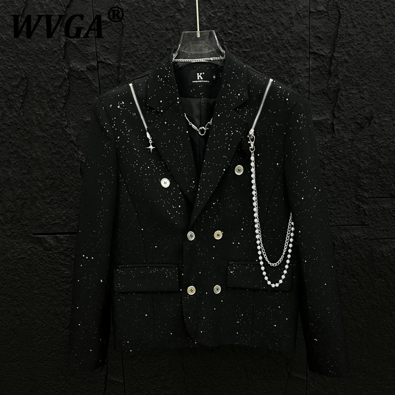 

WVGA Spring Autumn New Men Y2K Techwear Starry Sky Fashion Blazer Niche Original Design Stylish Loose Casual Suit-Coat Ins W7431