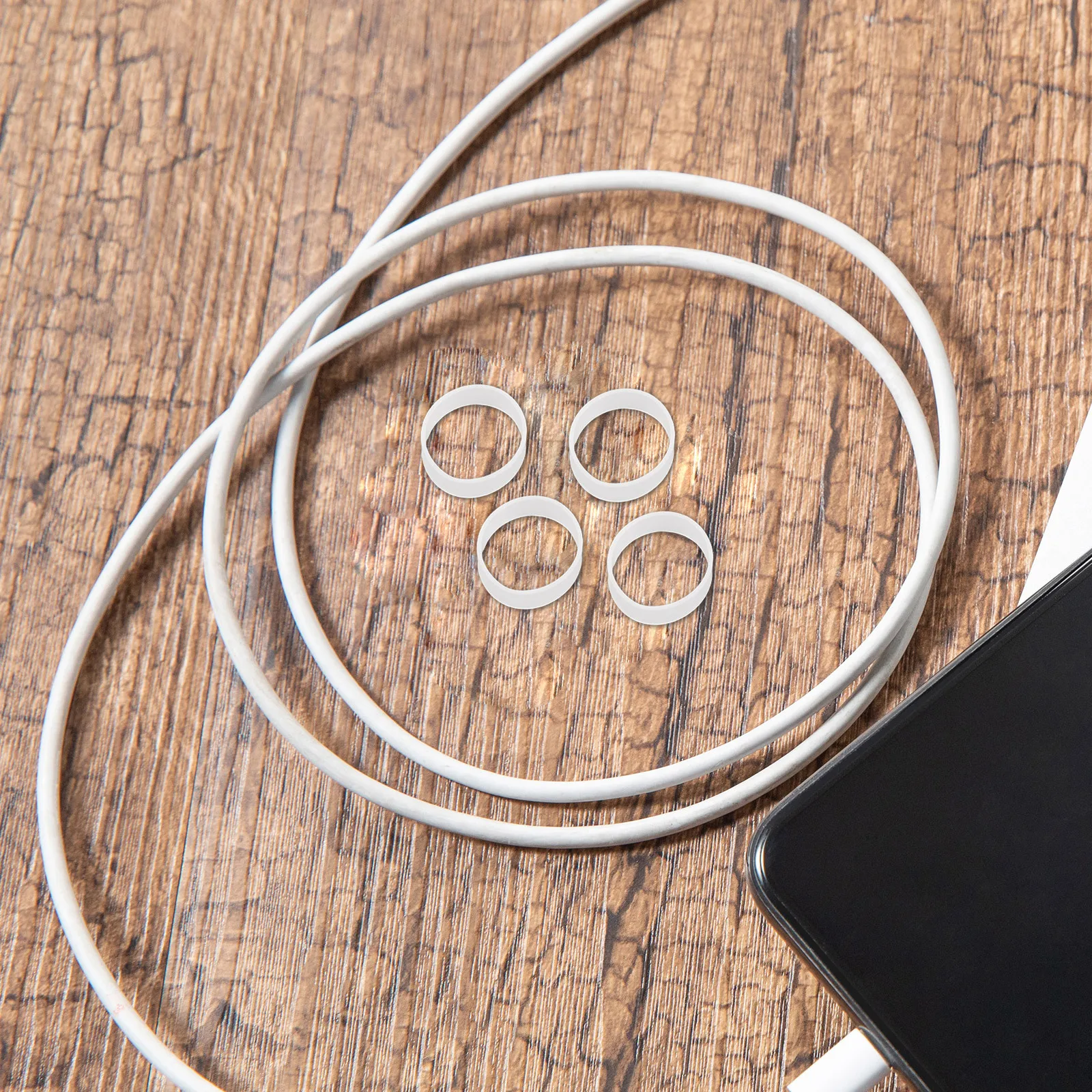 

500Pcs Silicone Cable Ties Reusable Elasticity Coil Rings for Wire Management Home Office Transparent Silicone Cable Tie