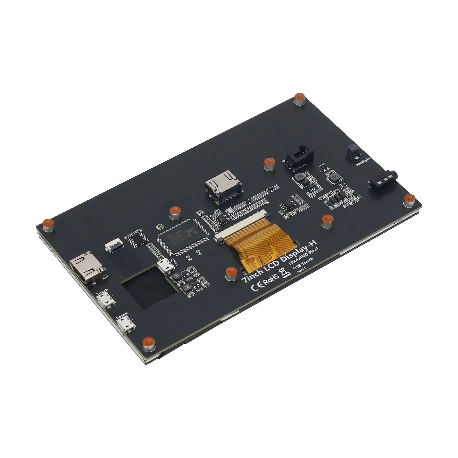 2026 7 Inch 1024x600 Capacitive Touch Screen Drive-free Secondary Screen Display-H for Raspberry Pi
