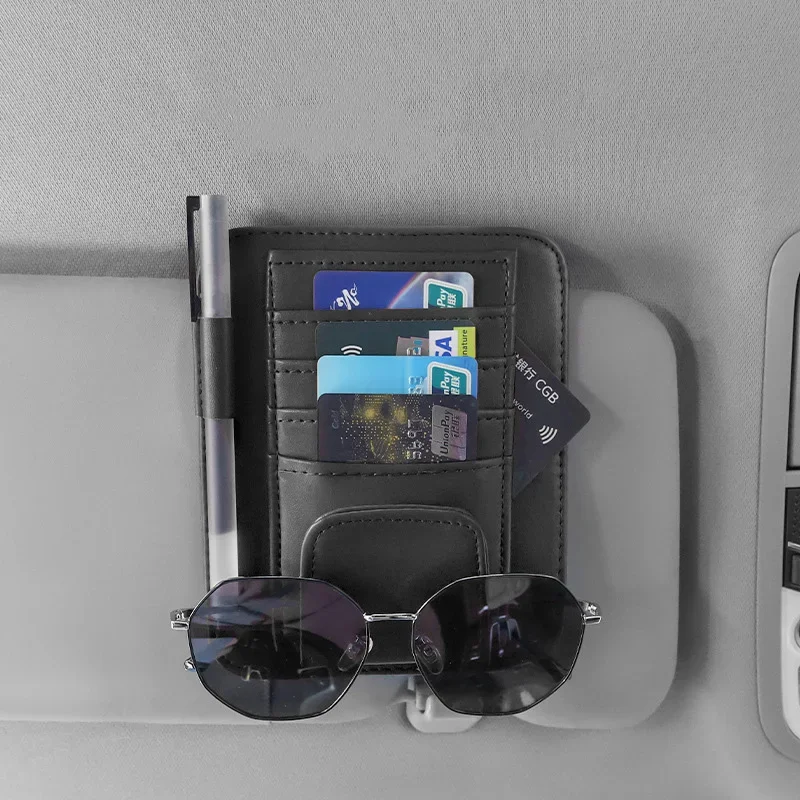 Car Sun Visor Storage Bag Car Glasses Clip Car Interior Supplies Car Business Card Holder Bill Holder 12.5*15CM
