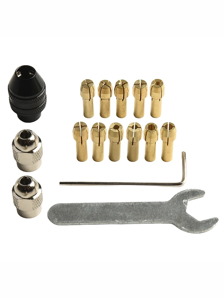 M8 Drill Chuck Collet Set of 16 Pieces Made from Brass Designed for Efficient Clamping of Mini Drill Bits from 0 5mm to 3 2mm