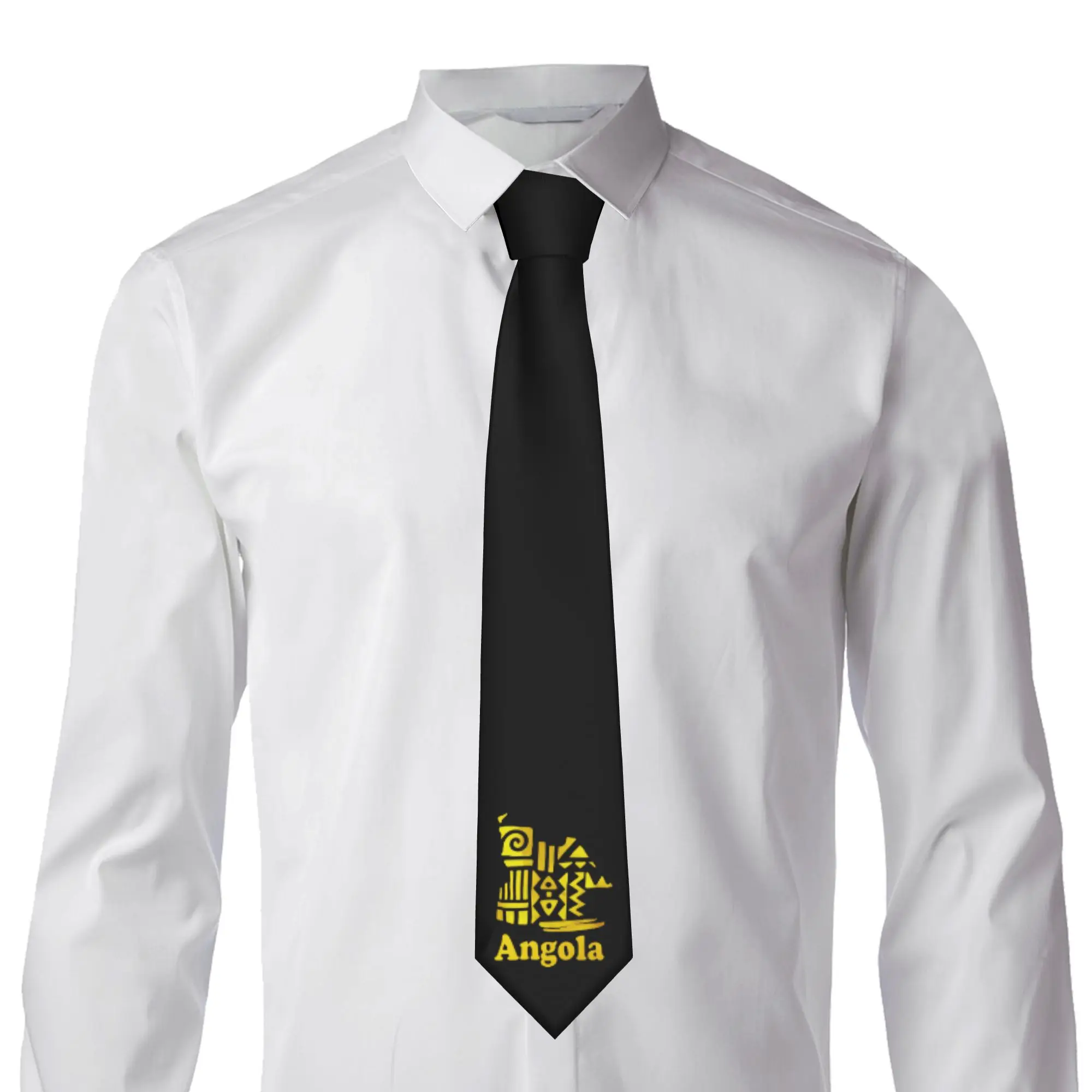 Angola Flag Tie Men's Classic Silk  Necktie for Office