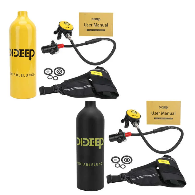 

DIDEEP 1L Scuba Diving Tank Equipment Oxygen Tank Underwater Breathing Device Kit Pressure Reducing Valve+Hose+Respirator Kit