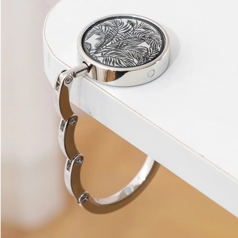 Portable Geometric Desktop Stand Hook Folding Zinc Alloy Table Edge Hook Circular Durable Tote Holder For Home Office