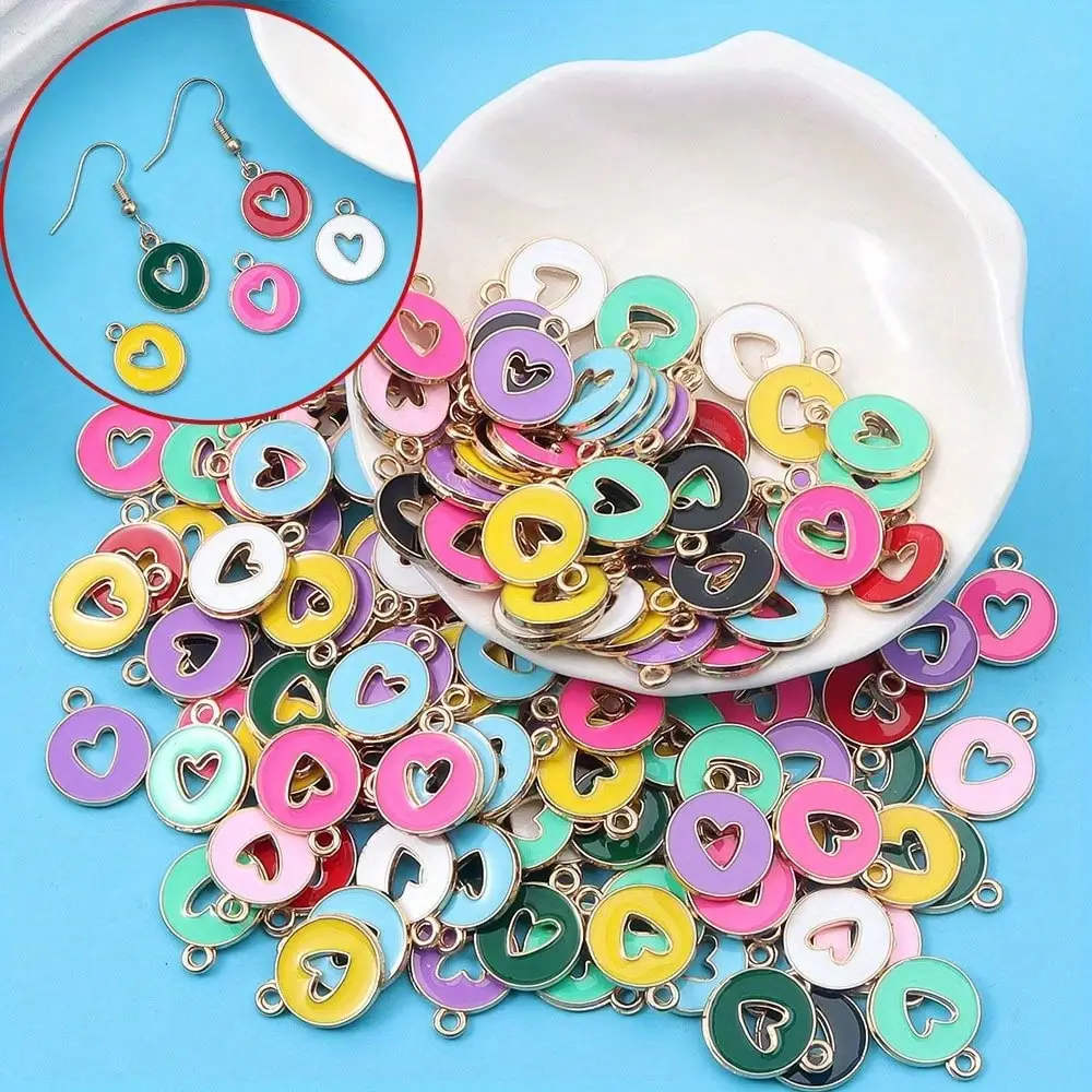 2/14/30pcs Multi-color Heart-shaped Hollowed-out Pendants,Diy Bracelets Necklaces Earrings, for Valentine's Day Gift Accessories