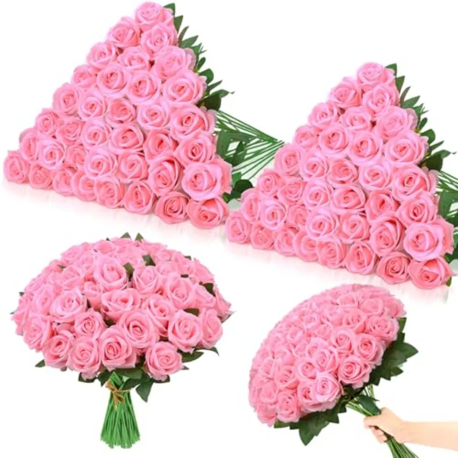 

Pcs Roses Artificial Flowers Silk Artificial Flowers Petals Long Stem Roses for Wedding Bouquet Home Party Decor