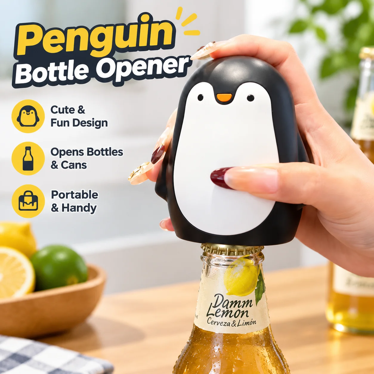 Penguin Bottle Opener Cute Cartoon Portable Beer Can Opener Keychain Creative Cap Opener for Home Kitchen Travel