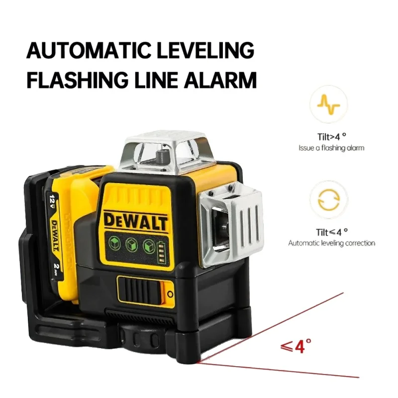 DEWALT DW089LG Nivel láser 2025 12 líneas 3 lados líneas verticales de 360 grados uso en exteriores con medidor de nivel láser de batería de litio de 12V