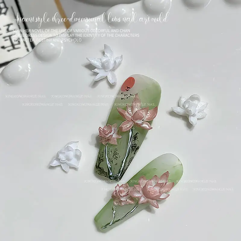 1pc Lotus Jasmin Schmetterling Foto Rahmen 3D Acryl Form Daisy Nail art Dekorationen Nägel DIY Design Silikon Nägel Form