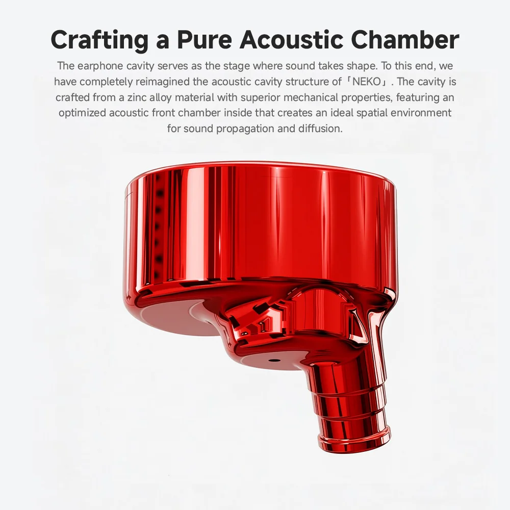 Słuchawki douszne CVJ NEKO Red, dynamiczne, przewodowe, HiFi, z powłoką próżniową, grawerowane laserowo, z wtykiem 3.5mm Single Ended i wtykiem 4.4mm Balanced. — zdjęcie produktu 5